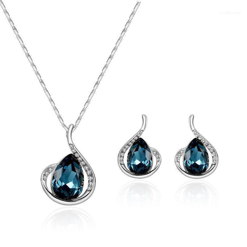 

Fashion Cubic Set Women's Rhinestone Drop Pendant Wedding Gift Necklace Ladies1