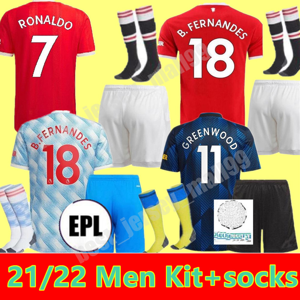 

ADULT KIT Manchester soccer jersey 2021 2022 UNITED RONALDO POGBA SANCHO CAVANI UTD VAN DE BEEK MARTIAL B. FERNANDES RASHFORD football shirt 21 22 man, Black