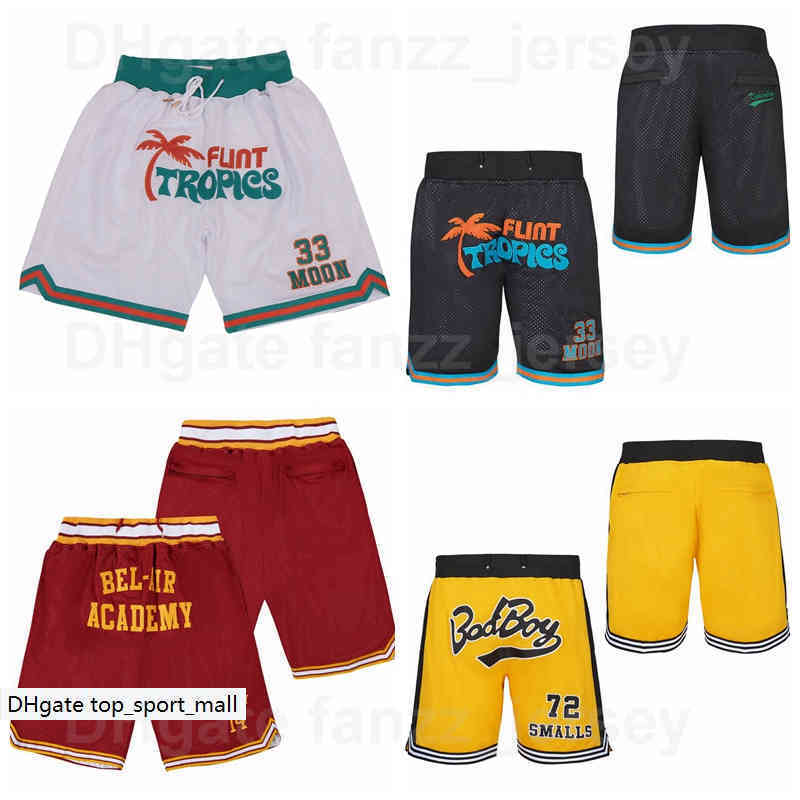 

Celana olahraga 33 FLINT TROPICS JACKIE MOON Basketball Shorts Just Wear Don BAD BOY BEL-AIR ACADEMY WILL SMITH Sport Pant Pocket Zipper BRY, White;black