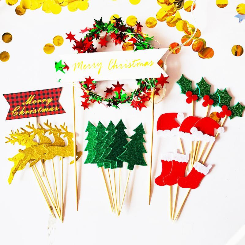 

Other Festive & Party Supplies Christmas Tree Flower Cupcake Toppers Deer Star Hat Insert Baby Girl Birthday Decor Cake Accessories1