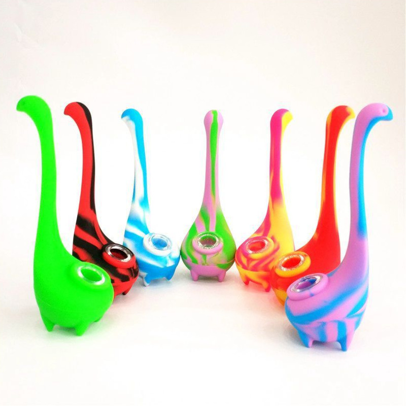 

Loch Ness Monster Silicone Pipe 7'' height smoking pipes with glass bowl