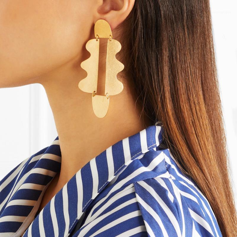 

Vintage Geometric Gold Color Metal Dangle Earring For Women Irregular Hollow Alloy Party Statement Earrings Fashion Brincos & Chandelier, Silver