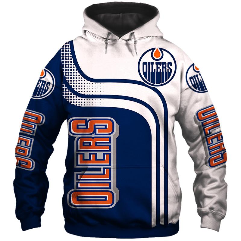 

Men' Hoodies & Sweatshirts Edmonton Fashion 3D Hoodie White And Blue Stitching Orange Letter Print Oilers Cool Outdoor 1, H01450 hoodie
