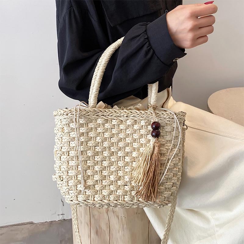 

Summer Straw Shoulder Bag Women Simple Fashion Hollow Handbag Female Brand Design Luxury Sandy Beach Weave Crossbody Cross Body, Brown