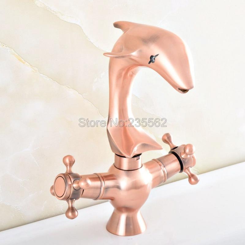 

Dolphin Antique Red Copper 2 Handles Deck Mounted Bathroom Basin Sink Mixer Tap Faucet Lsf851 Faucets