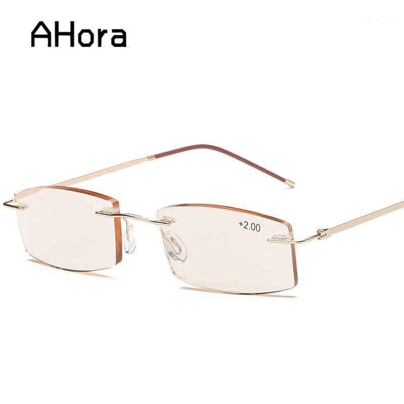 

Ahora Ultralight Frameless Anti Blue Light Reading Glasses Alloy Business Presbyopia Spectacles Hyperopia Eyeglasses+1.0to+4.0 Sunglasses