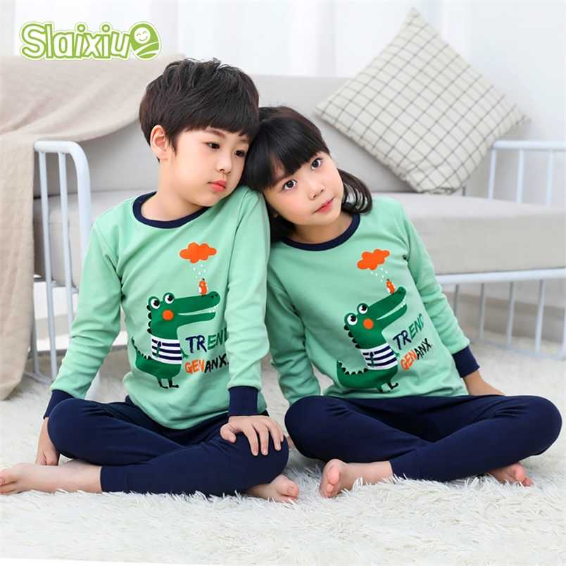 

Kids Children Pajamas Girls Boys Sleepwear Nightwear Baby Infant Clothes All Cotton SetS For 5-13 Years 211109