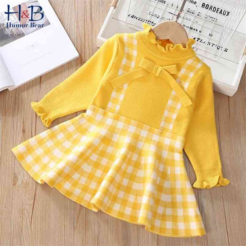 

Girls Dress Winter Autumn Cute Lace Half High Neck Fake Suspenders Plaid Sweater Knitted 210611, Bz2045 red