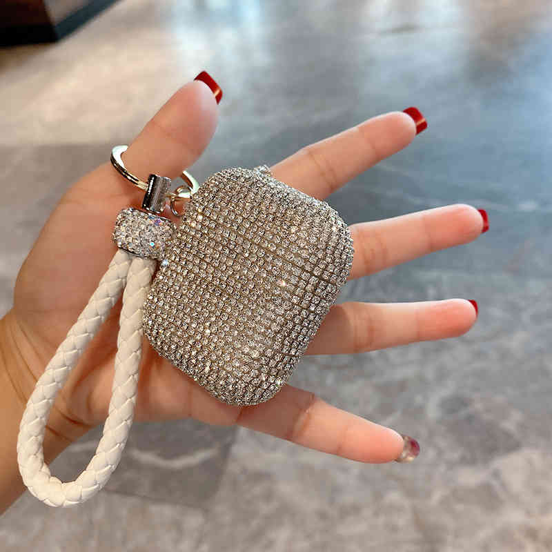 

Apple airports 1, 2 pro, 3 silicone sheath with wireless charger, Crystal Purple braid and diamond