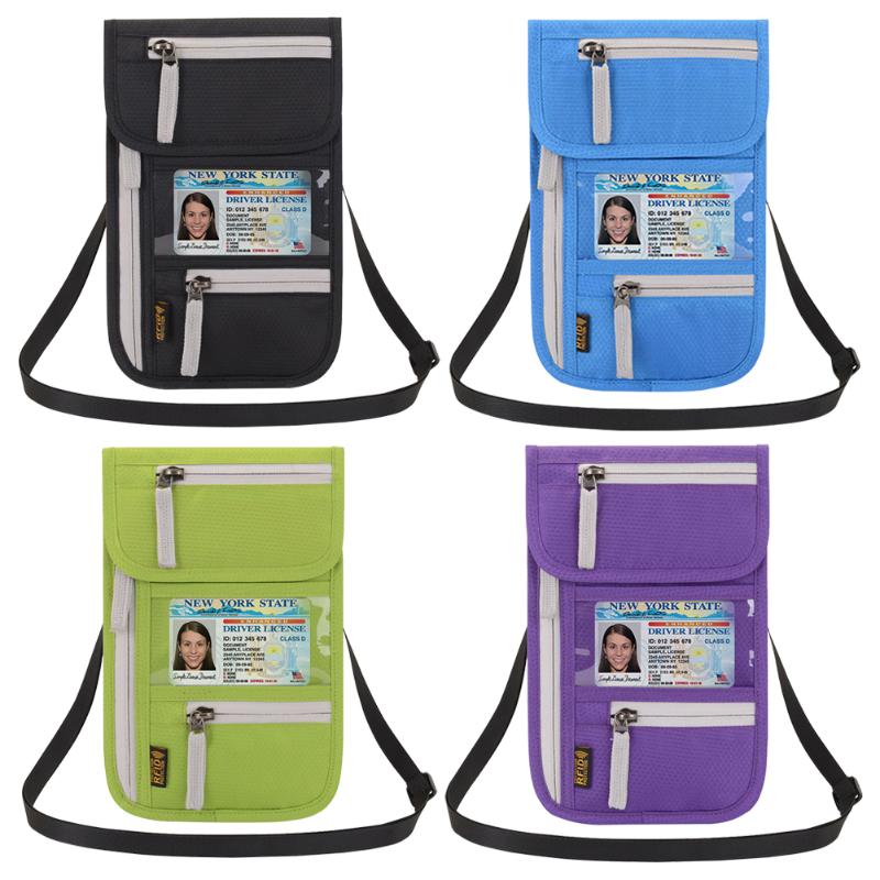 

Outdoor Bags Nylon Wallet Passport Package Business Credit ID Card Holder Travel Supply Document Organizer Anti-Theft Protective Cash Purse, Black