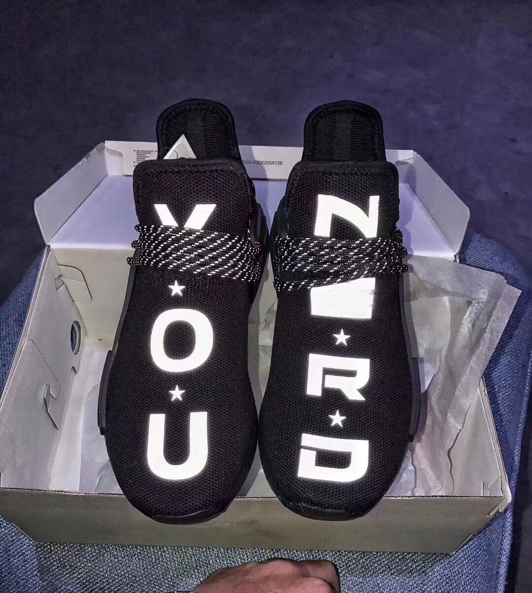 

Top Shoes Newest Authentic Pharrell Williams NMD Human Race NERD 3M Reflective Hu Trail Black Men Women Running Sports Sneakers Topshop999