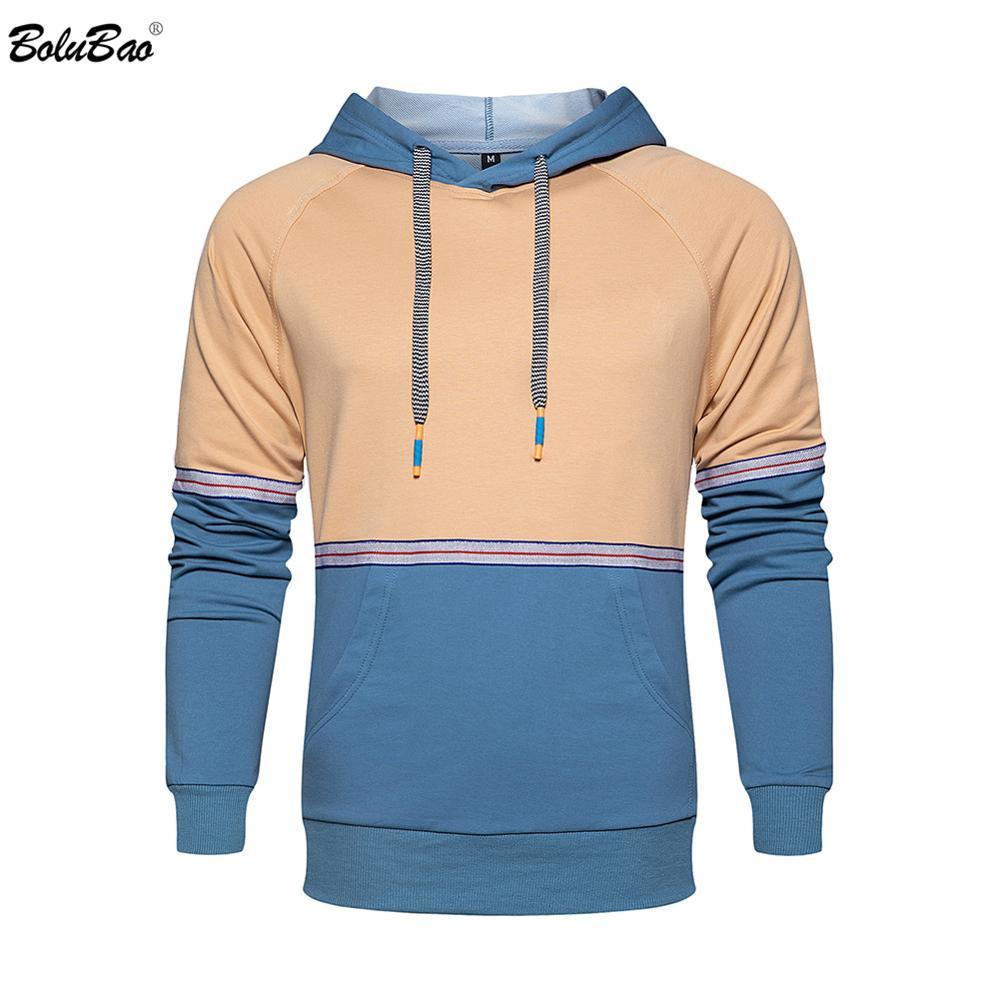 

BOLUBAO Fashion Brand Men Patchwork Hoodie High Street Men's Personality Hooded Sweatshirts Male Slim Hoodies Sweatshirts Tops 210518, Khaki