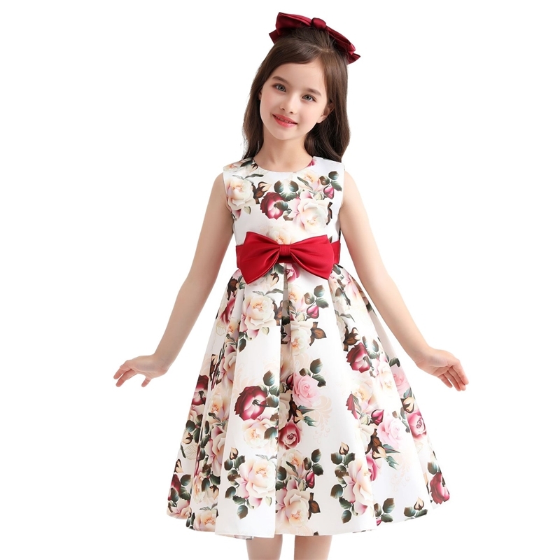 

2021 new girl's printed princess children's dress, White