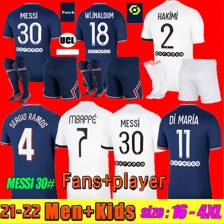 

21 22 MESSI 30# MBAPPE KEAN soccer jersey 2021 2022 SERGIO RAMOS MARQUINHOS VERRATTI KIMPEMBE Maillots de football shirt ICARDI Enfants DRAXLER men kids kit uniforms, Fans