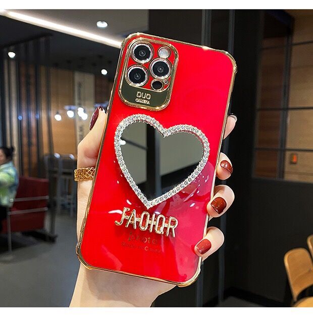 

Mirror Makeup Phone Case With stents For iPhone 11 Pro 8 7 Plus Xr Max X Xs Soft Back Cover Gift, Rose gold