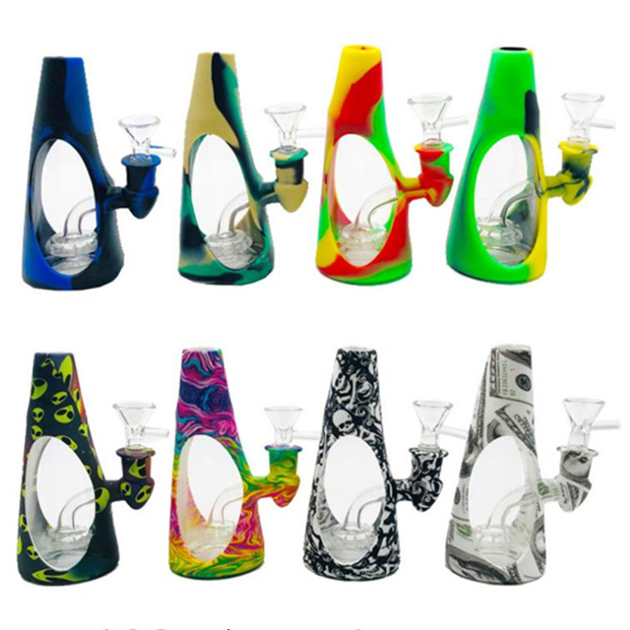 

cone-shape glass bong water pipe glass smoking pipe with quartz banger nail Dab Rig thick recycler oil rig wax hookah