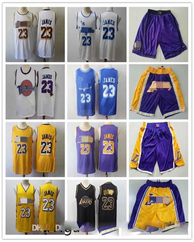 

Mens Throwback LeBron Los Angeles 23 Basketball Shorts Lakers Basketball Jerseys Black Yellow Purple James White Blue Good, Black;red