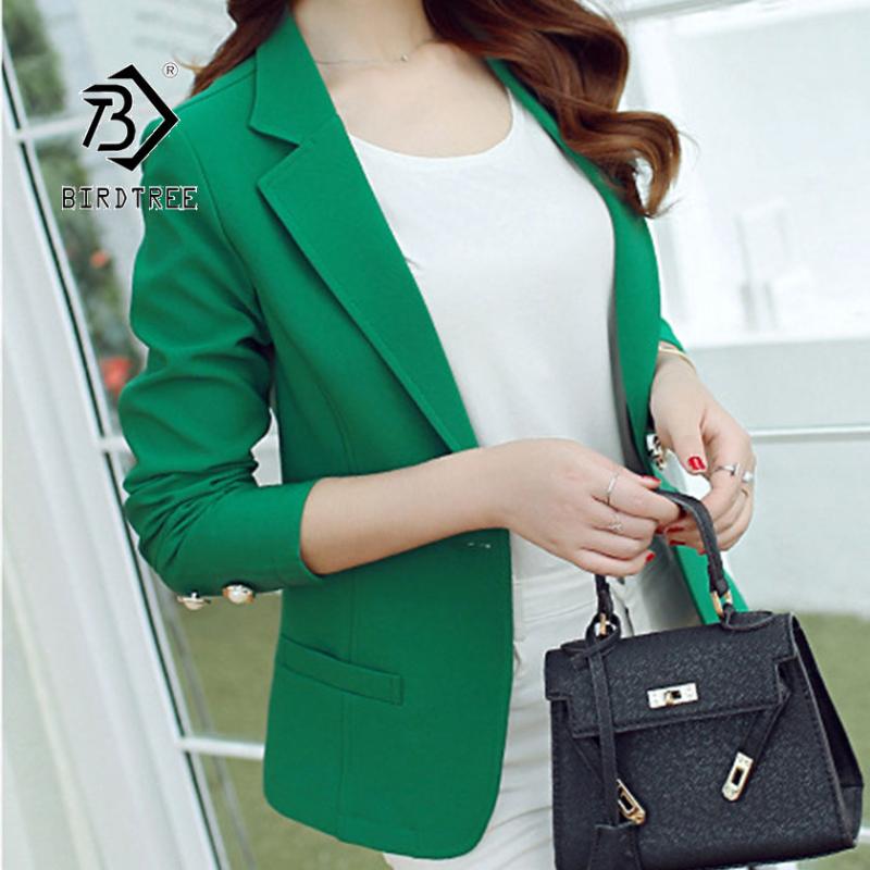 

Women' Suits & Blazers 2021 Autumn Blazer Solid Elegant Slim Notched Long Sleeve Single Button Office Lady Formal Fashion C96927D, Green