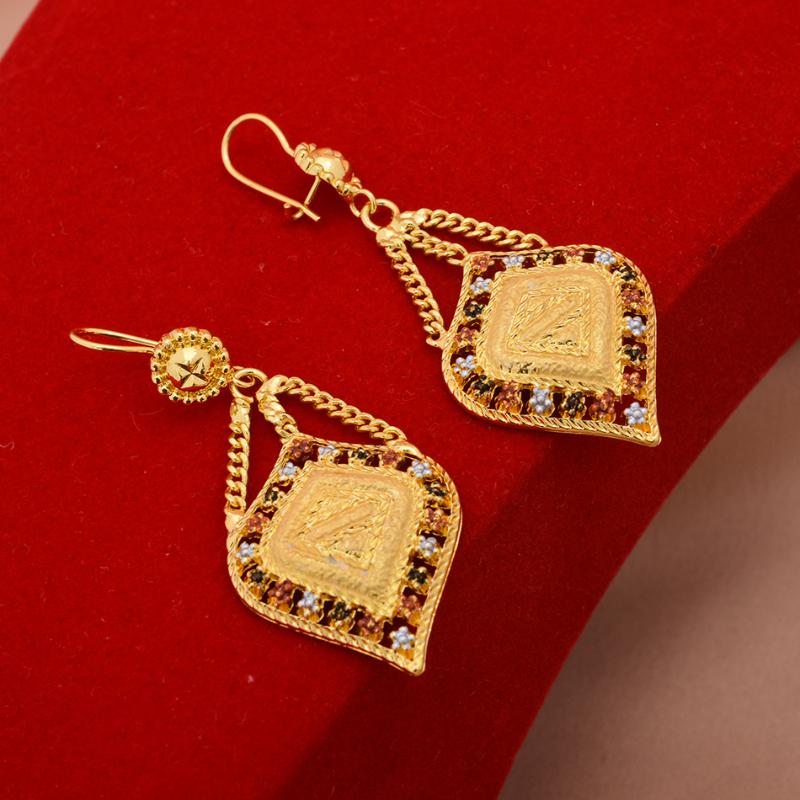 

Dangle & Chandelier 24K Dubai Gold Color Earrings For Women Wedding Jewelry Women's Girls Bridal Wife Gifts African French, Silver