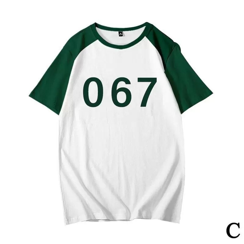 

2021 squid game T-shirt Korean drama number printed loose and comfortable short-sleeved men soccer jersey, 456
