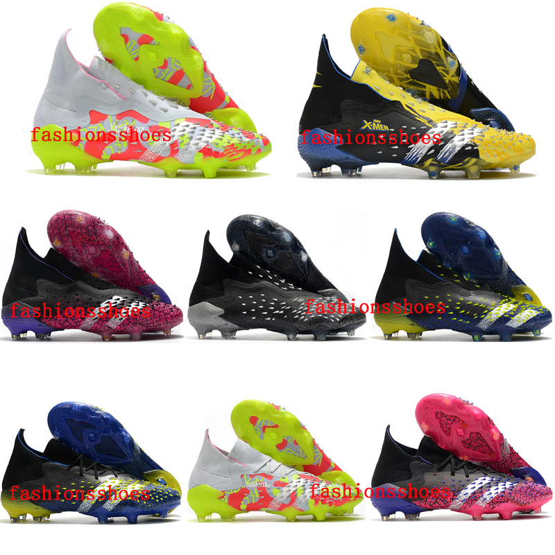 

2021 top quality soccer boots PREDATOR FREAK FG X Mens Cleats Wolverines Dark football Superlative Pack Sneakers Showpiece indoor TF IC scar, Black