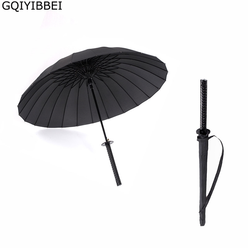 

Creative Long Handle Large Windproof Samurai Sword Umbrella Japanese Ninja-like Sun Rain Straight Umbrellas Automatic Open 211228