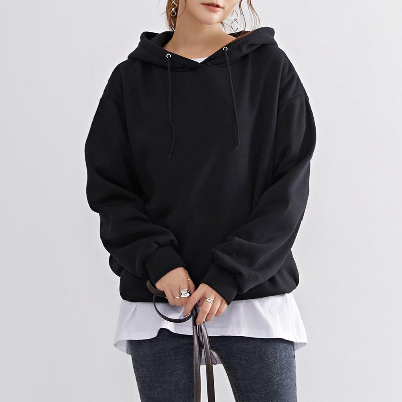 

Women's Hoodies & Sweatshirts 2021 Minimalism Solid Color Women Fall Hoodie Casual Long Sleeve Hooded Collar Pullover Loose Autumn Winter Fo, Black