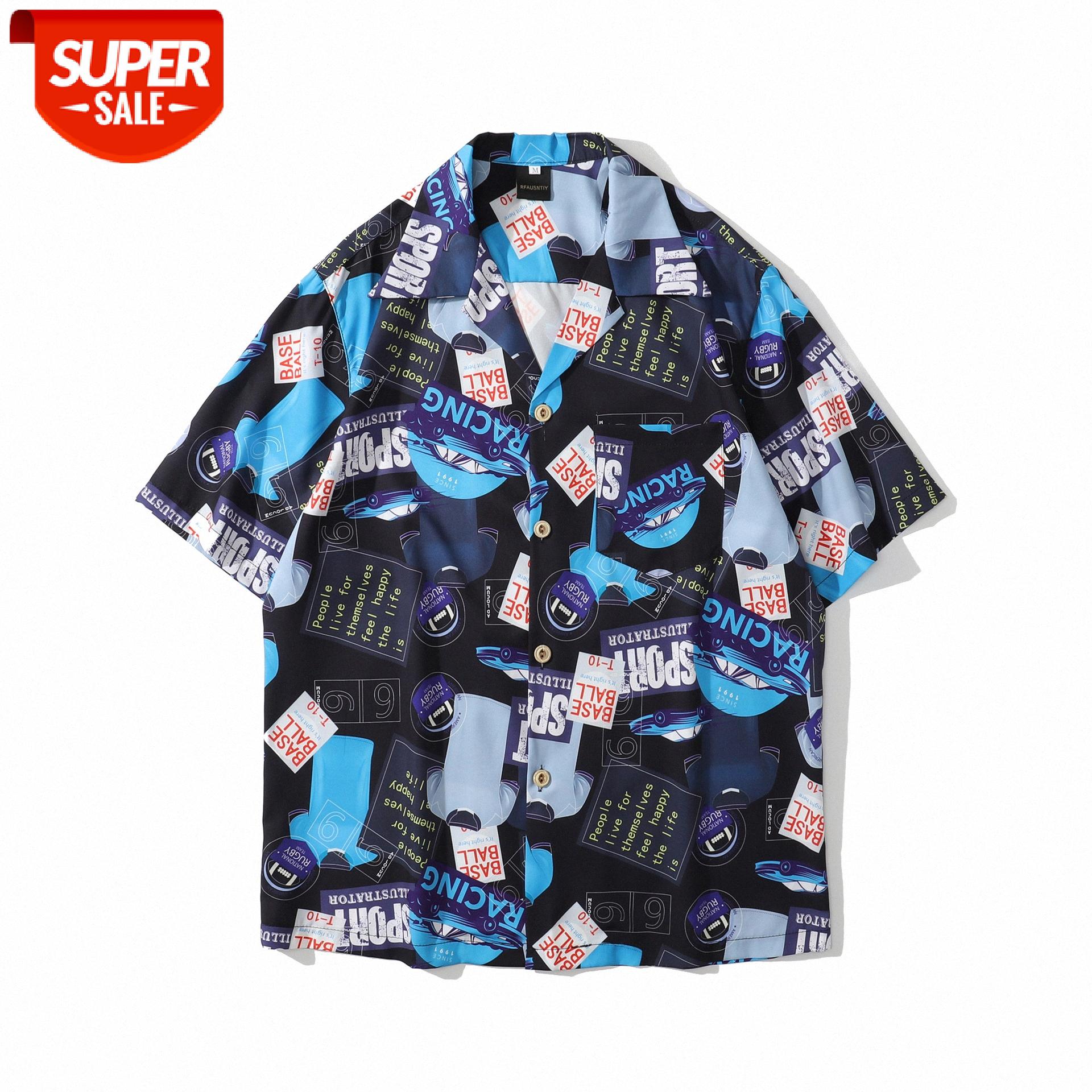 

Flower shirt men's loose Hong Kong style short-sleeved Weiyi short jacket top #3H3U, White;black