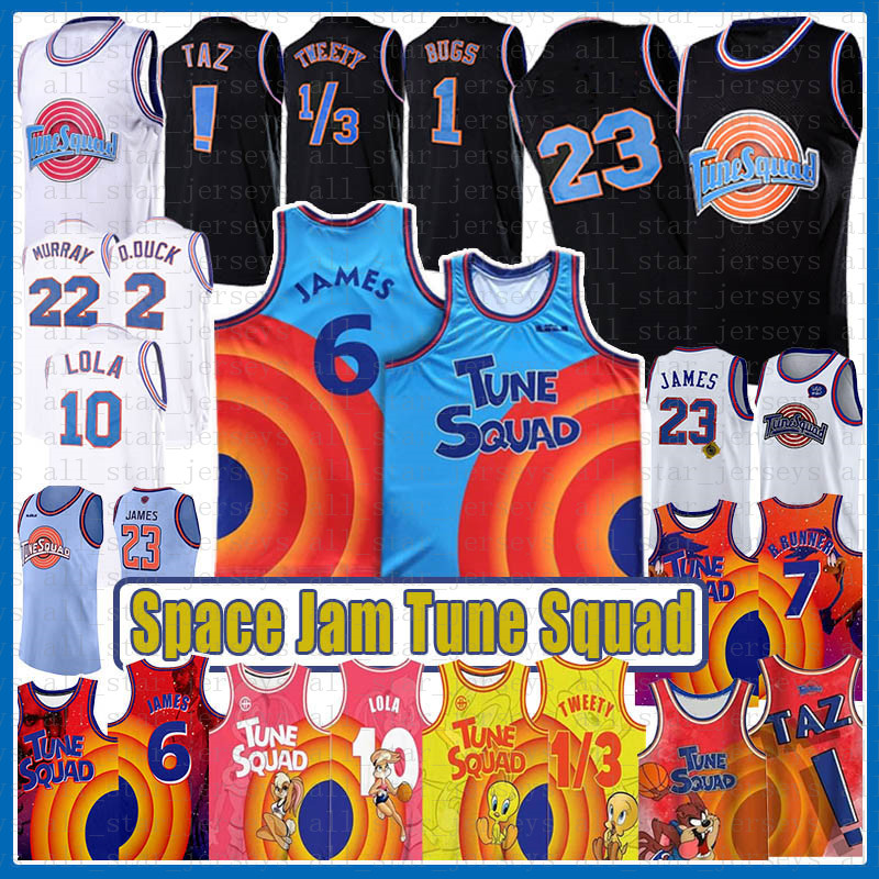 

23 1 Bugs Lebron Movie Space Jam Tune Squad 6 James Basketball Jersey 2021 Youth Mens Blue 22 Bill Murray 10 Lola D.DUCK ! Taz 1/3 Tweety, Youth jersey