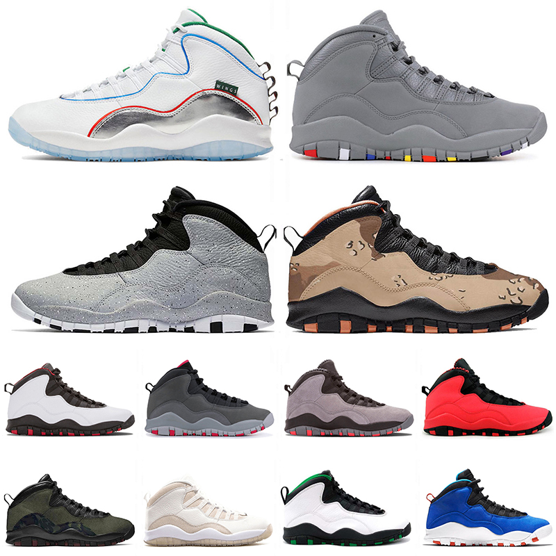 

2021 Fashion Jumpman Men Basketball Shoes mens jordan10s Retro Chicago Woodland Desert Camo Cool Grey Cement Seattle Air Jordan 10 trainers sneakers outdoor sports, A#1 wings