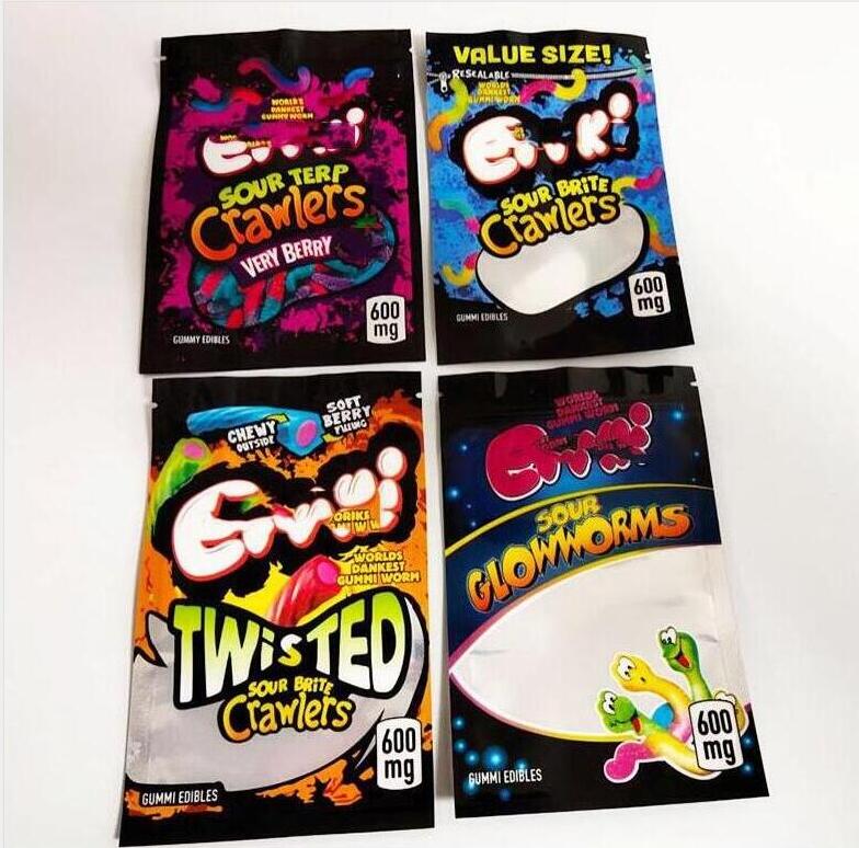 

4 styles EMPTY 600mg Errlli Terp Crawlers Edibles bag packaging Hashtag Honey trrlli mylar bags