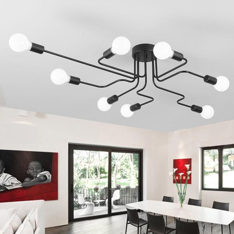

Chandeliers Vintage Iron Edison Ceiling Lamp Multiple Rod Metal Sputnik Chandelier Lamparas Home Fixture Kitchen Island Dining Room Lighting