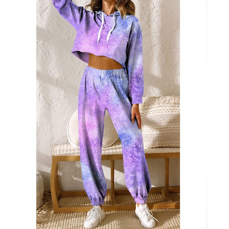 

Purple Star Pattern Women's Pants Fall/Winter Women's Sportswear Fleece Cotton Jacket 2-Piece Sweatshirt and Pants Hoodie Set, White