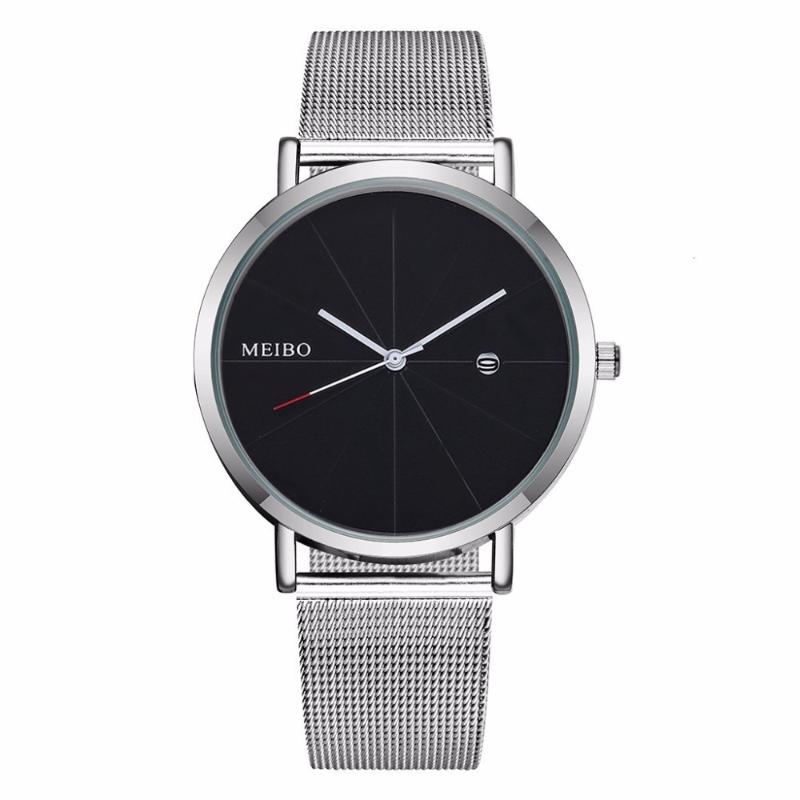 

Minimalist Fashion Ultra Thin Stainless Steel Watches Women Business Date Calendar Clock Mesh Belt Quartz Wristwatches, Silver