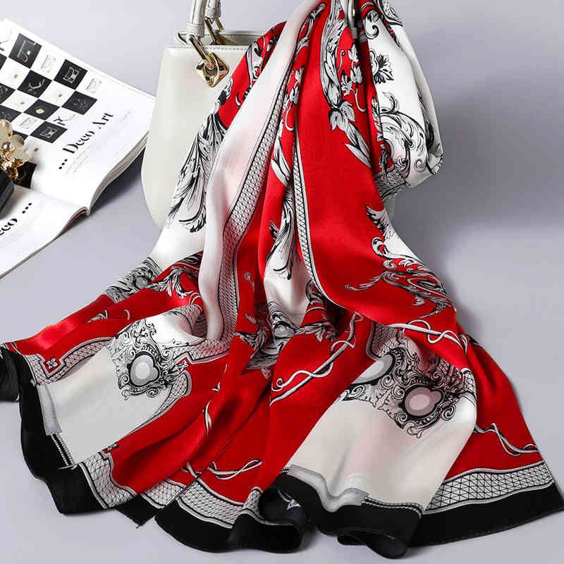 

2021 Winter Women Shawls 100% Natural Scarves Luxury Brand Bandana Hijabs Pure Silk Scarf and Wraps