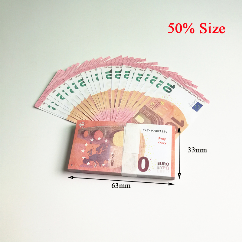 Party Supplies 2022 50% Size Fake Money Banknote10 20 50 100 Euros Realistic Toy Bar Props Copy Currency Movie Money Faux-billets /Pack