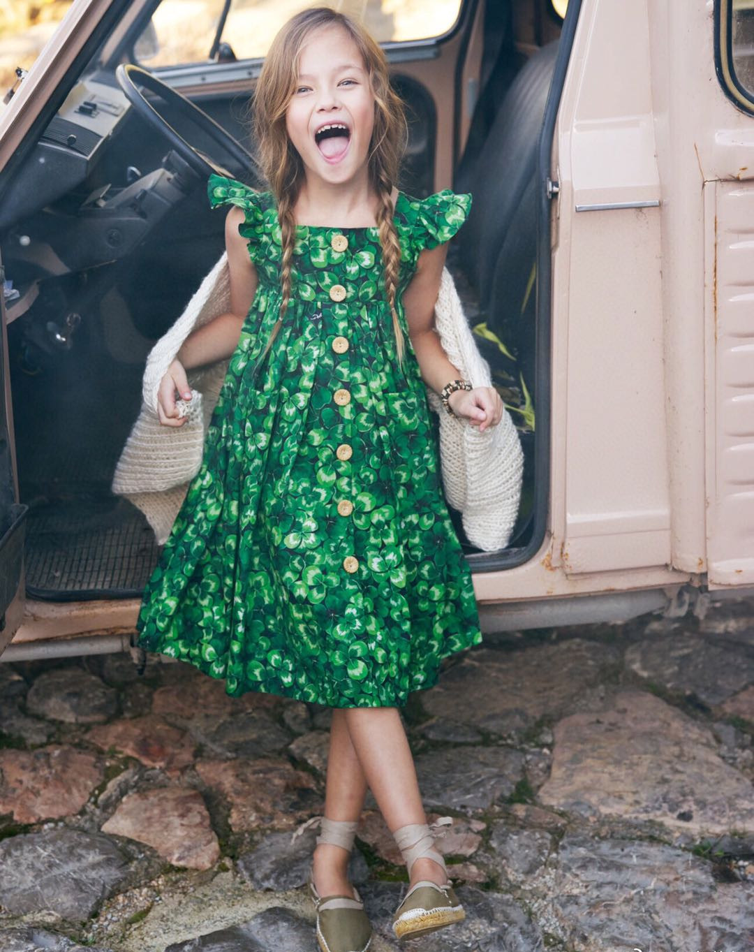 

Summer Kids Girls Cotton Dress Baby Girl Flowers printing Green Dresses Children beach clothing, Grass green