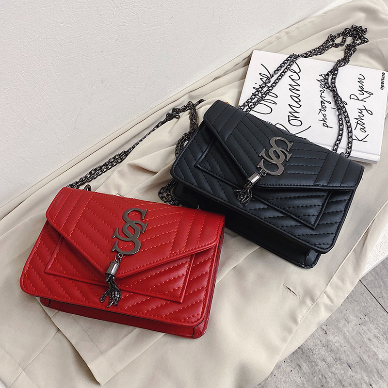 

Fairy Gentle Style Small Bag Women Fashion Versatile Cross-Slung One-Shoulder High Texture Rhomboid Chain Special offer, Black