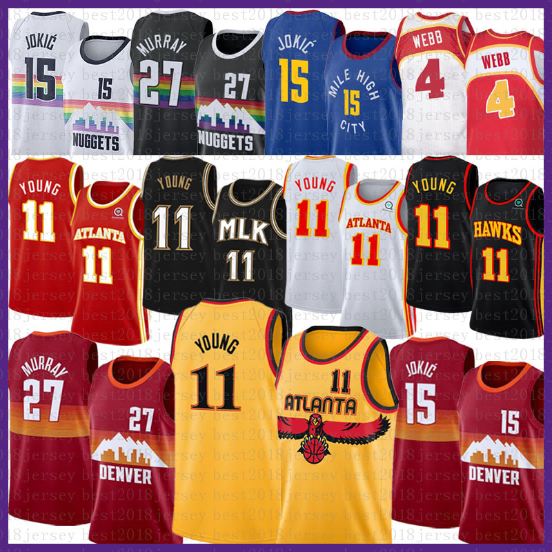 

Basketball Jersey Denver''Nuggets''Men 2021 2022 New Atlanta''Hawks''Men Trae 11 Young Nikola Jamal, Black;red