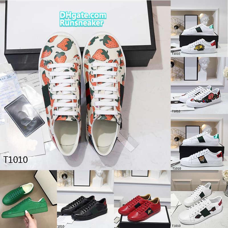 

Luxurys Designers Shoes For Men Women Ace Sneakers Bee Strawberry Tiger Fashion Flats Bottoms Casual Shoe Black White Leather ggsneakers