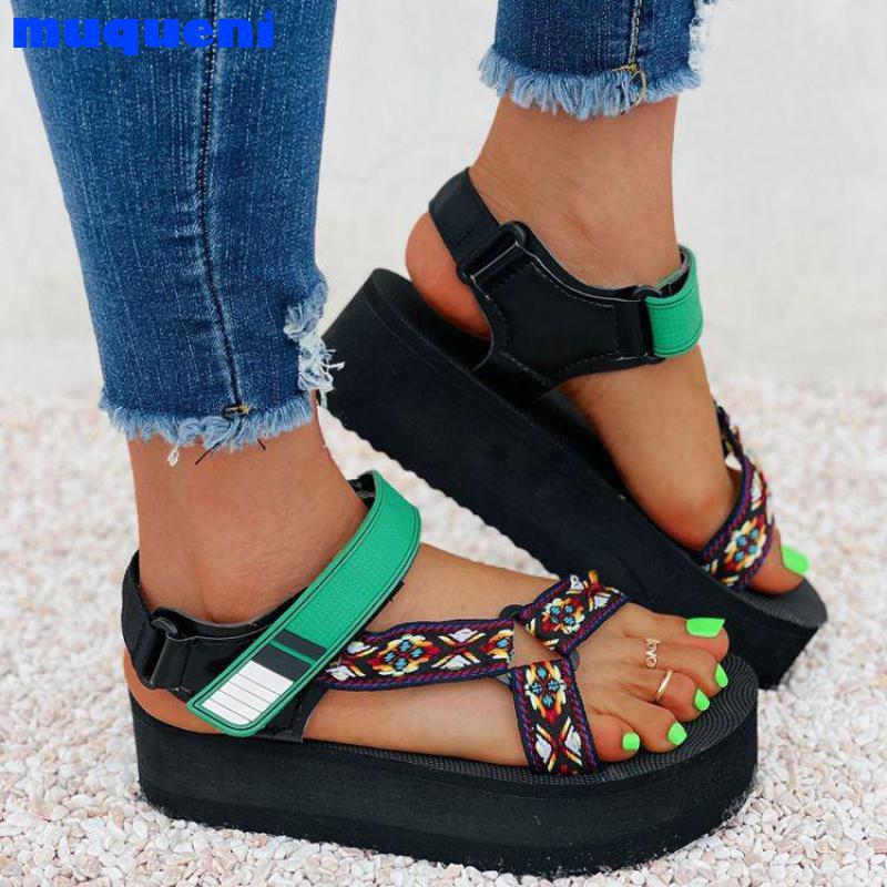 

Sandals Summer Women Wedges Heel Casual Designer Shoes Footwear Buckle Strap Open Toe Platform Sandel D3, Green
