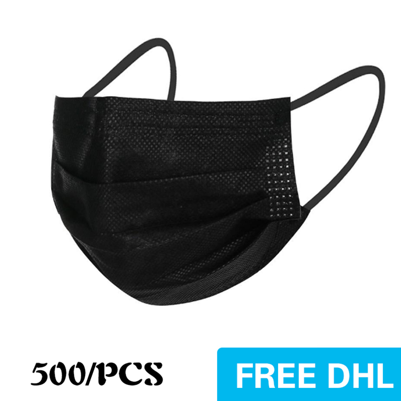 

USA in Stock Disposable Mask 500pcs 3-Layer Protection and Personal Health with Earloop Mouth Sanitary Face Masks Household Protective Products balck