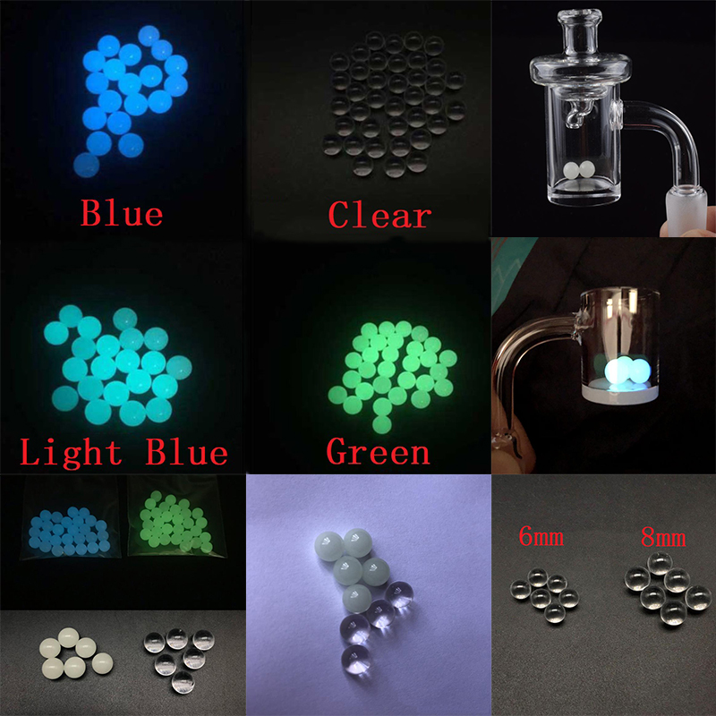 

Retail Quartz Terp Pearl Glow Ball Mini 6mm 8mm Hookahs Accessories Insert Luminous Glowing Blue Green Clear Pearls For Banger Nails Glass Bong Dab Rig