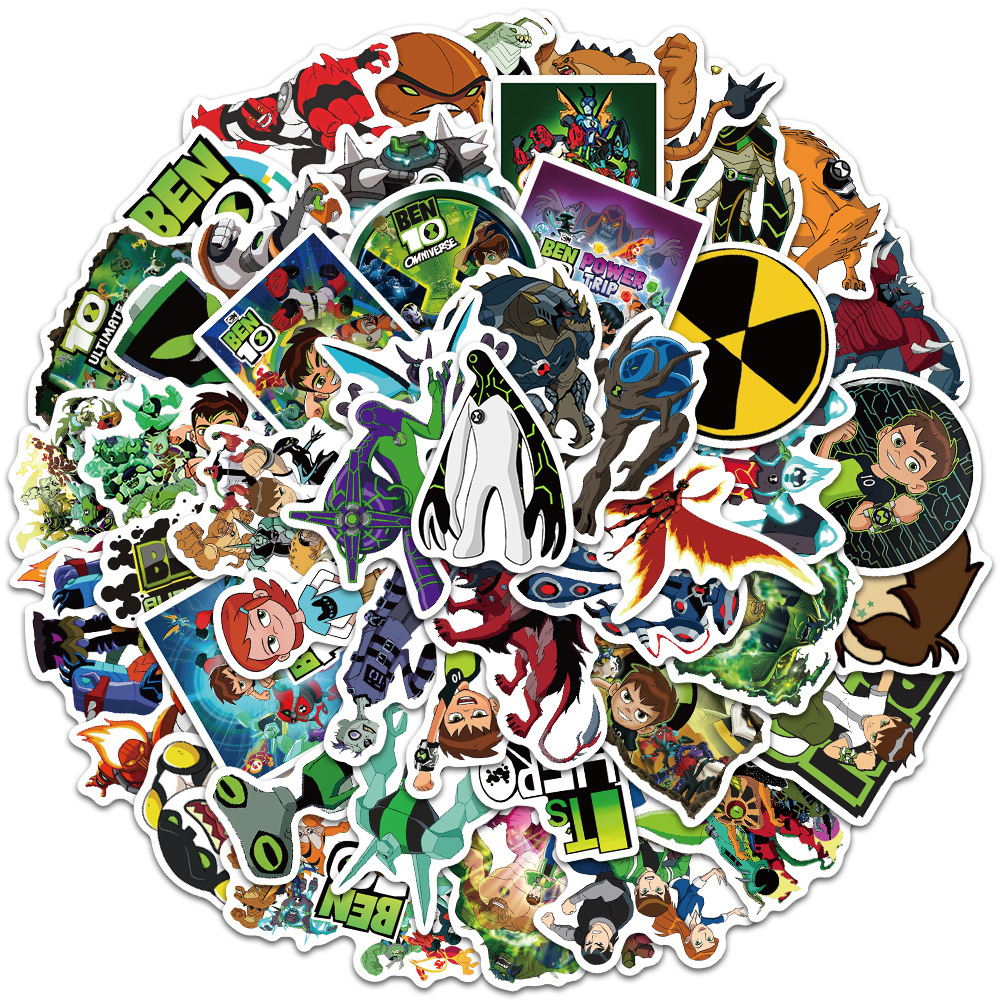 

50 PCS Mixed Graffiti skateboard Stickers Children animation Ben Boy For Car Laptop Fridge Helmet Pad Bicycle Bike Motorcycle PS4 book Guitar Pvc Decal, Multi colors