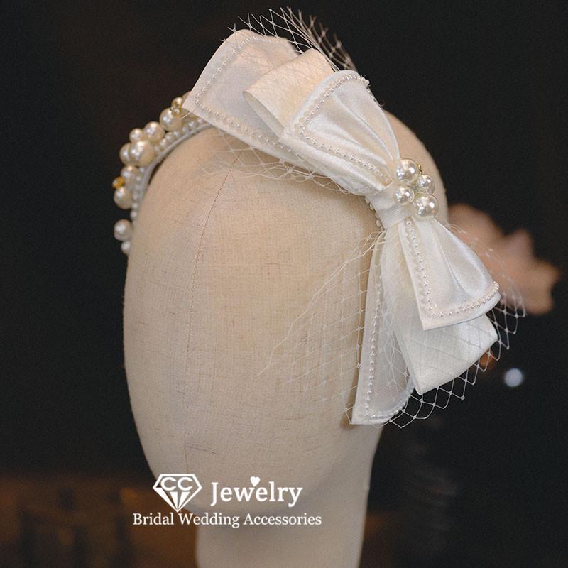 

Hair Clips & Barrettes Wedding Hairband Women Accessories Engagement Jewelry Bridal Hairwear Satin Headdress Butterfly Shape Headpiece AN