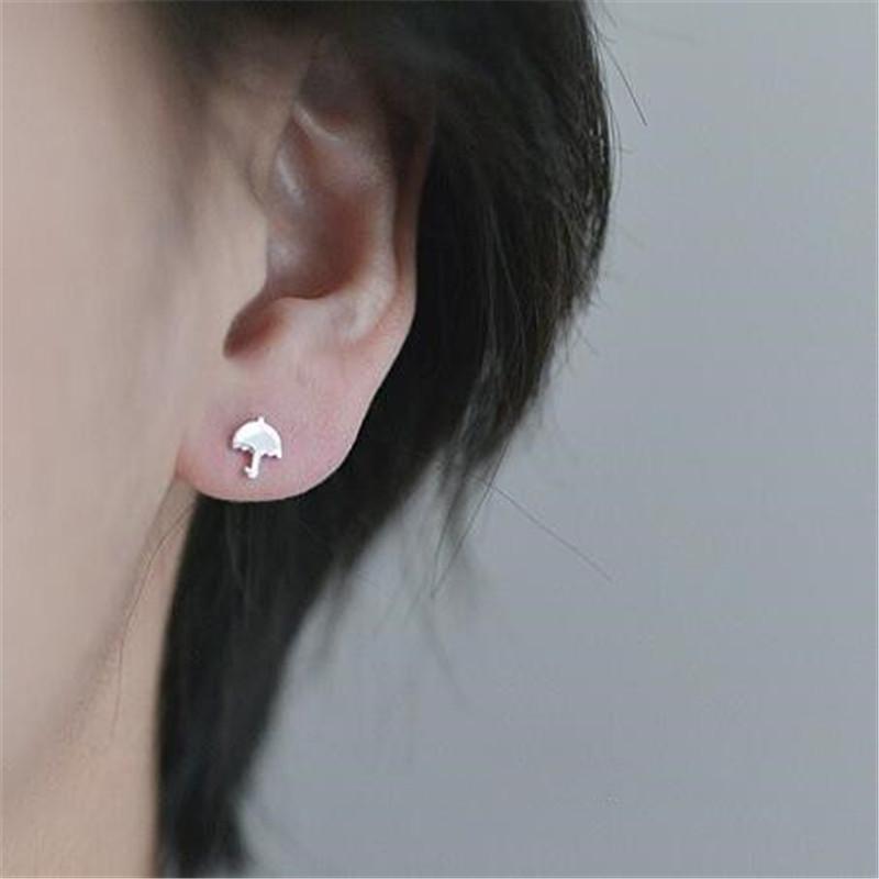 

Stud Simple Mini Small Umbrella Smooth Silver Color Earrings Elegant Women Accessories Hypoallergenic Jewelry Gifts