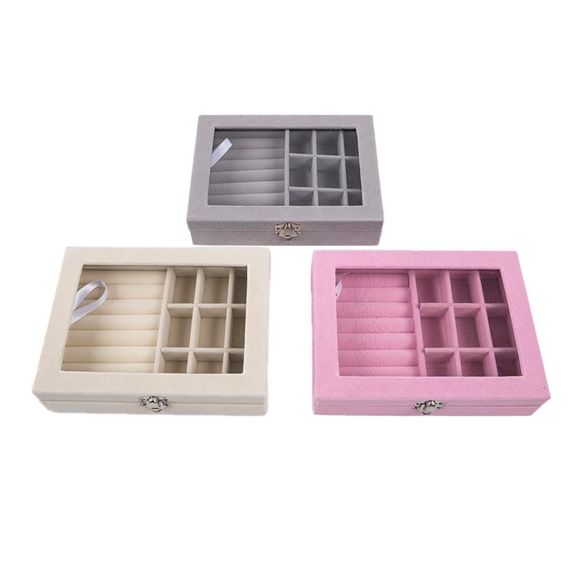 

Jewelry Pouches, Bags Velvet Ring Display Organizer Box Tray Holder Earring Storage Case Gift, Pink;blue