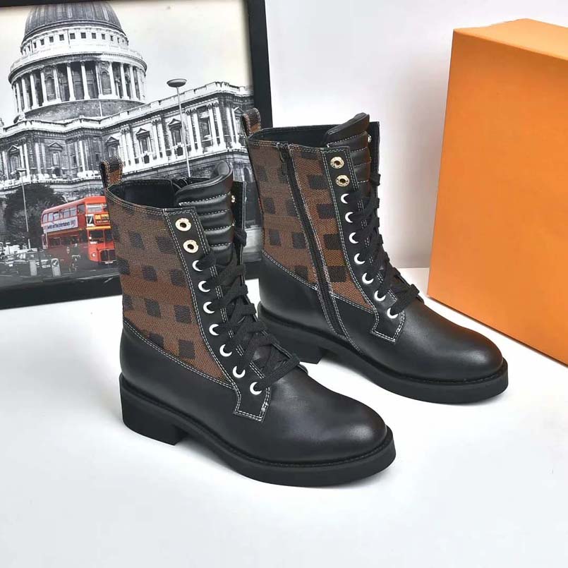 

High Quality New Ankle Boots Women Pocket Bag Muffin Platform Ankle Boots Mid tube Knight Boots Motorcycle Shoes 10P3001-29, Box