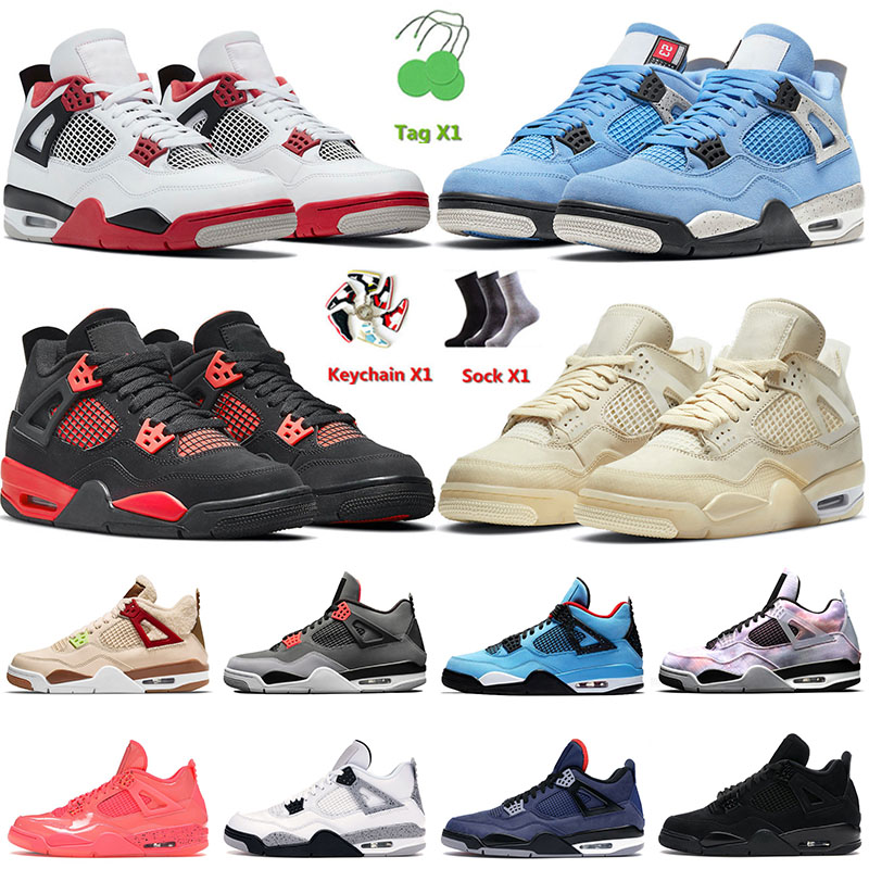 

2022 Top Quality Mens Basketball Shoes Red Thunder 4 4s IV Sail Jumpman University Blue Zen Master White Oreo Black Cat Off Men Women Trainers Sneakers Size 36-47, C8 military black 40-47