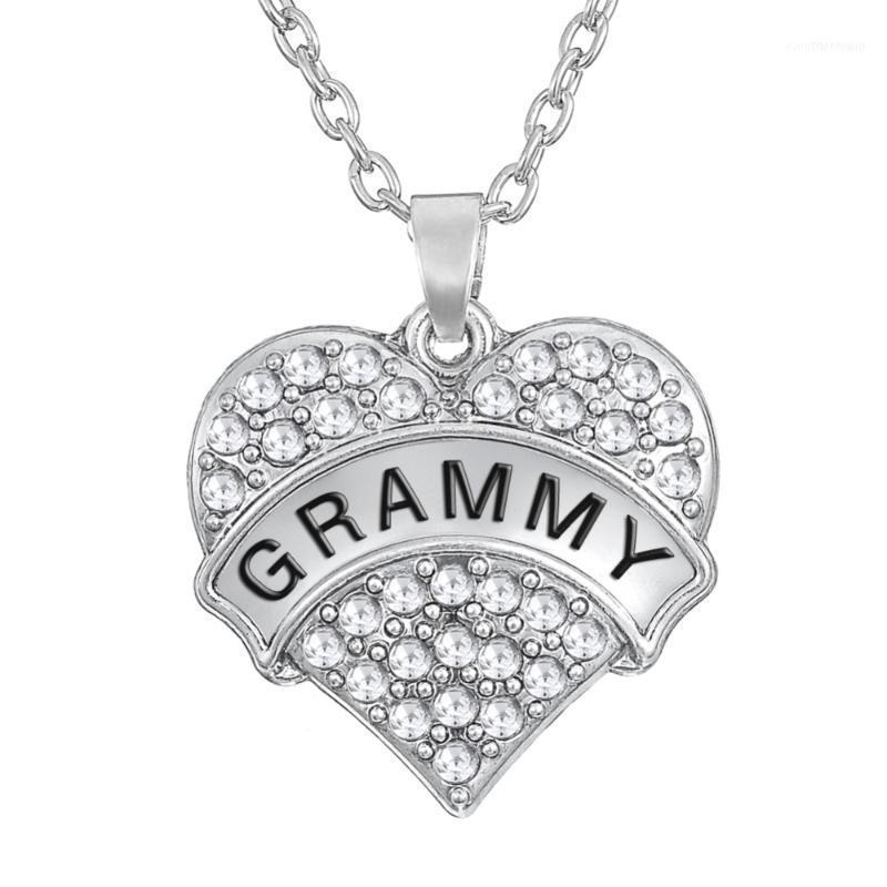 

My Shape Family Member Grammy Crystal Rhinestone Jewelry Heart Chain Necklaces & Pendants Rhodium Plated1